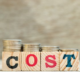 Cost written on wooden blocks