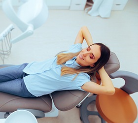 Woman relaxed at the dentist